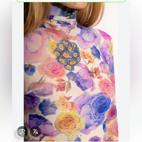 Ganni sheer floral mock neck - Picture 3 of 6